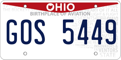 OH license plate GOS5449