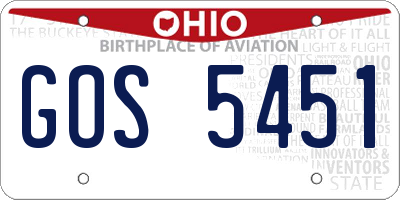 OH license plate GOS5451