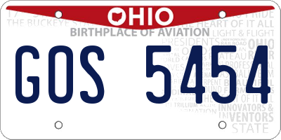 OH license plate GOS5454