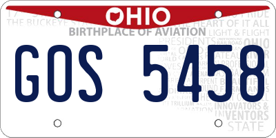 OH license plate GOS5458