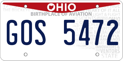 OH license plate GOS5472
