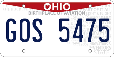 OH license plate GOS5475