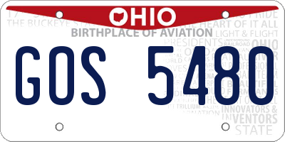 OH license plate GOS5480