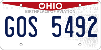 OH license plate GOS5492