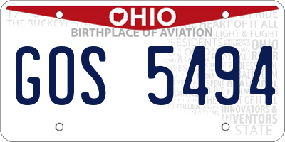 OH license plate GOS5494