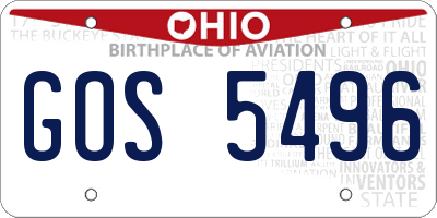 OH license plate GOS5496