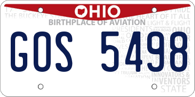OH license plate GOS5498