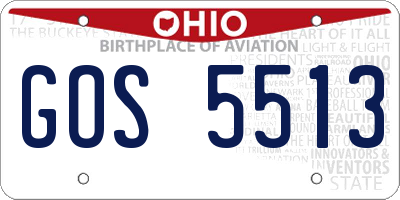 OH license plate GOS5513