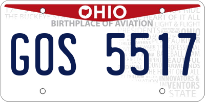 OH license plate GOS5517