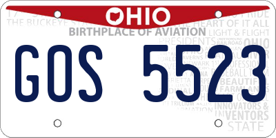 OH license plate GOS5523