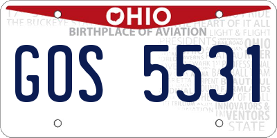 OH license plate GOS5531