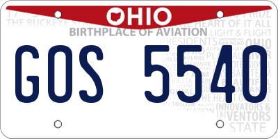 OH license plate GOS5540