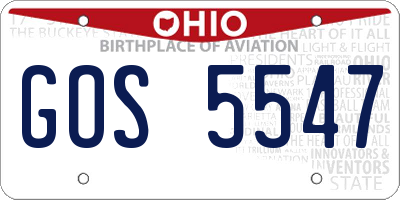 OH license plate GOS5547