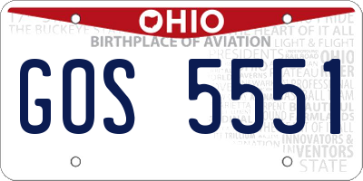 OH license plate GOS5551