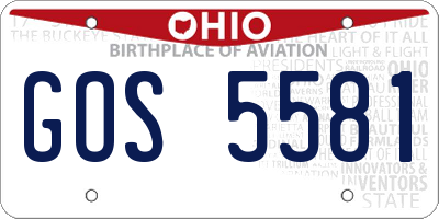 OH license plate GOS5581