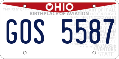 OH license plate GOS5587