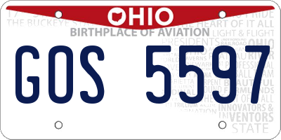 OH license plate GOS5597