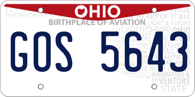 OH license plate GOS5643