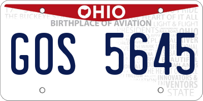 OH license plate GOS5645