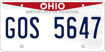 OH license plate GOS5647