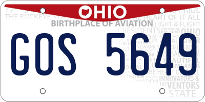 OH license plate GOS5649