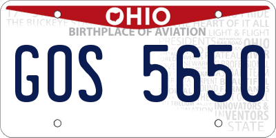 OH license plate GOS5650