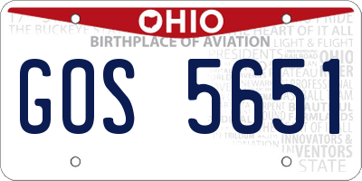 OH license plate GOS5651