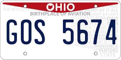 OH license plate GOS5674