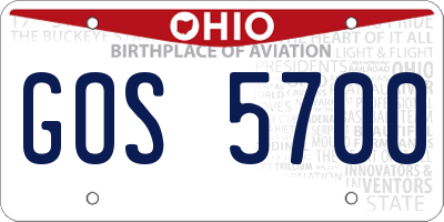 OH license plate GOS5700