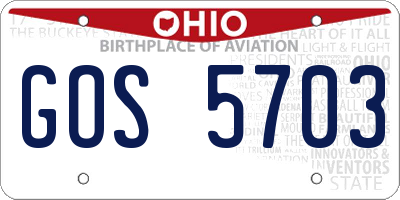 OH license plate GOS5703
