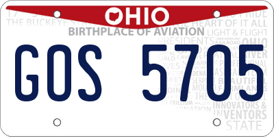 OH license plate GOS5705