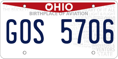 OH license plate GOS5706