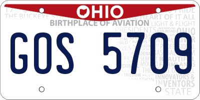 OH license plate GOS5709
