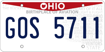 OH license plate GOS5711