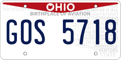 OH license plate GOS5718