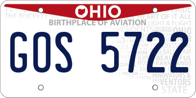 OH license plate GOS5722