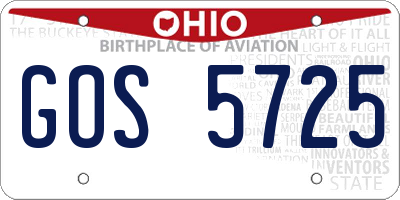 OH license plate GOS5725