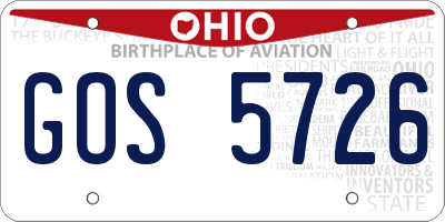 OH license plate GOS5726