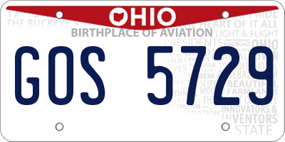 OH license plate GOS5729
