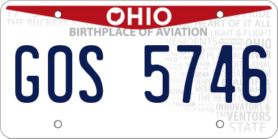OH license plate GOS5746