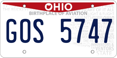 OH license plate GOS5747