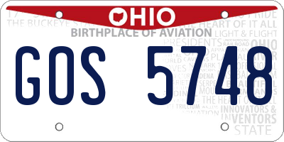 OH license plate GOS5748
