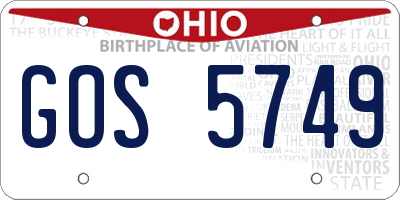OH license plate GOS5749