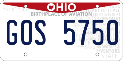OH license plate GOS5750