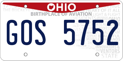 OH license plate GOS5752