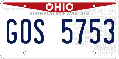 OH license plate GOS5753