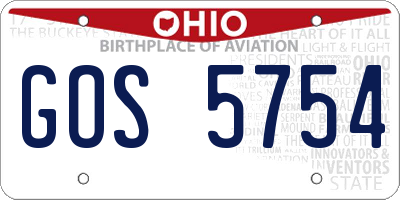 OH license plate GOS5754
