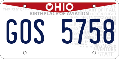 OH license plate GOS5758