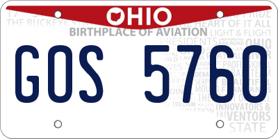OH license plate GOS5760