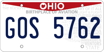 OH license plate GOS5762